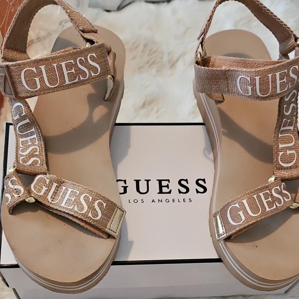 GUESS Women's Pink Strap Sandals